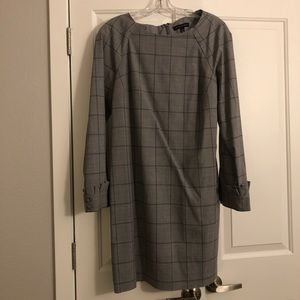 Banana Republic Long Sleeve Gray Plaid Dress, 12